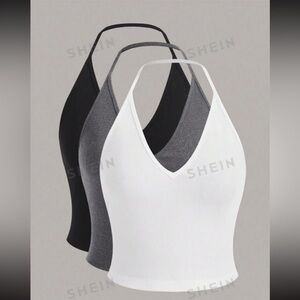 SHEIN EZwear tri pack of ribbed halters NWT